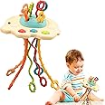 Kidology Pull String Toy for Babies 6+ Months Teething Strings Sensory Montessori Toys Baby Girl,Travel Toy for 6+Months Boy Food Grade Silicone Fine Motor Skills Toy for Toddlers, Multicolor