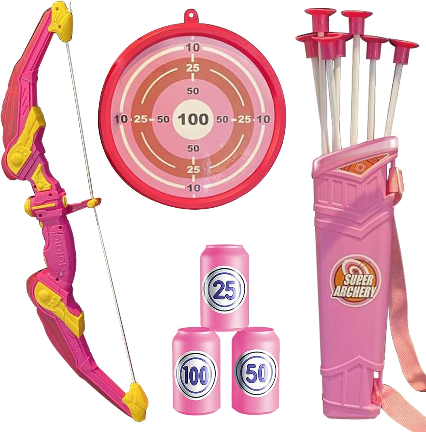 Detontek Juego De Arco y Flecha, 10 Flechas con Ventosa, Objetivo y Puntas De Flecha, Adecuado para Entrenamiento En Interiores y Exteriores