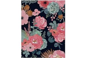 ICYEHAO Papel Pintado Flores Negro y Rosa 44x1000cm - Adhesivo Floral para Muebles y Sala con Diseño Acuarela
