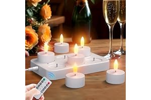 EXTSUD Lot de 6 Bougie LED Rechargeable Bougie Chauffe-plat LED Électrique Flamme Vacillante avec Station de Charge et Télécommande, Décoration pour Noël Anniversaire Mariage Table Restaurant Hôtel