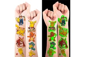 ‎DROOKAEN Cartoon Tattoo, 12 Blätter Tattoos Kinder Leuchtend Hautfreundliche Kindertattoos Wasserdichte Kindertattoos für Mädchen Jungen Festival Party Geschenkidee
