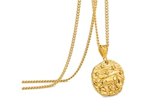 Speroto Zodiac Necklace - Stainless Steel 12 Constellation Necklace for Men/Women Gold/Silver Plated Matching Necklaces - Horoscope Astrology Embossed Pendant Necklace - Gifts for Women Men