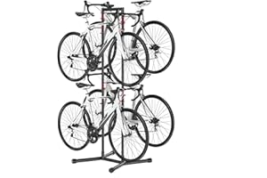 Mimoke Supports à vélos Solution pour 4 vélos | Support de garage indépendant pour VTT, vélos de plage ou vélos Fat Tire | Support à vélos vertical d'une capacité de 70KG (JL-MMK-4bikes)