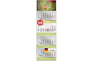 PRIMUS-PRINT.DE Primus Print Calendrier mural XXL 2026 – Calendrier mural 4 mois – Avec curseur de date, calendrier à suspendre – Avec jours fériés et vacances – Différents motifs – 1 x papillon