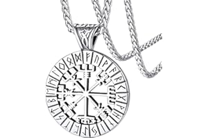 FaithHeart Collar Vikingo Colgante Hombre Vegvisir Vikingo Flecha Acero Inoxidable 316L Talismán Nórdica Joyería Protección Familia