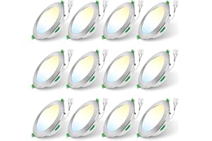 ALUSSO LIGHTING Focos Led Interior Techo,5W 400LM downlight led techo empotrable,3CCT 3000K 4000K 6500K, IP44 Corte 75-85mm, Foco Empotrable Led Techo Para baño,Cocina, dormitorio,Níquel,12 Pack