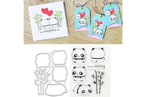 LOTTOYDAY Lottoy Cute Pandas Metal Matrices de découp et Joint en Silicone Joint de Motif Transparent Timbre en Silicone pour Le Bricolage Scrapbooking Photo Album Décorat