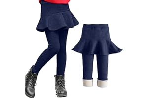 JiAmy Girls Leggings Fleece Lined Legging with Ruffle Skirt Winter Warm Pantskirt for Girl 3-12 Years