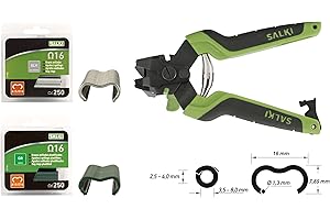 SALKI | Pack Grapadora de Cercas FSK 16C + Grapas Omega Galva y Verde (250 uds + 250 uds) | Grapadora para Vallas con cortador de alambre incorporado