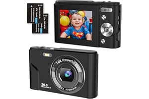 Digital Camera 1080P Full HD Compact Camera 36MP Vlogging Camera with 16X Digital Zoom, FamBrow Photo Camera 2.4 Inch LCD Mini Video Camera for Students/Children/Adults/Beginners（Black）