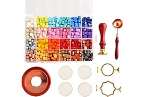 I3C Forno di sigillatura a cera,1 forno a vernice+1 cucchiaio+1 manico in legno+1 testa di rame+1 particelle di cera+4 candele+1 anello di tenuta a stella a ottanta punte