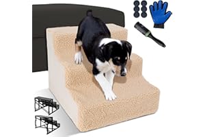 Zvonema Escalera para Perros de 3 peldaños-Pasos para Perros,Lavable,para sofá Cama,Escalera para Mascotas para Perros y Gatos-envía 1 Ruedas para Pelusa de Goma