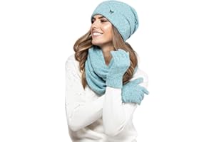 Kamea Winterset für Damen Anna 2-Teilig bestehend aus Loop-Schal und Wintermütze, Beanie, Damenschal als Winter-Schal, hergestellt in EU