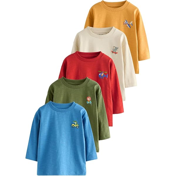 Lot De 3 T-shirts Manches Longues NEXT - Motifs Appliqués - Look Décontracté Et Intemporel - 3