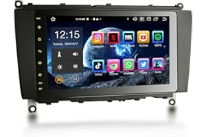 Erisin 8-Kern 6GB+128GB 8 Zoll Android 14 Autoradio Bluetooth mit GPS Navi für Mercedes Benz W209 C209 A209 CLK-Klasse Kabelloses CarPlay Android Auto WiFi DSP RDS DAB+ OBD2 USB FM Canbus TPMS