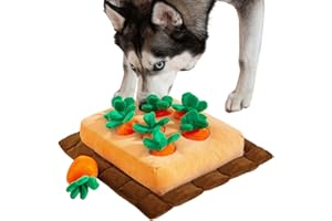 JOYELF Giocattolo per cani con cigolio di carote, Tappetino per fiuto interattivo Giocattolo da masticare per campi di verdure in peluche per cani e gatti