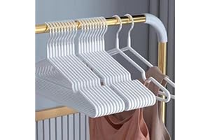 NIULAB Kleiderbügel Metall (40 cm) – 30 Stück Platzsparende Kleiderbügel für Erwachsene,0,4cm Dick, Belastbar mit Schwerer Kleidung,Bügel mit rutschfest Nut für Mäntel, Hosen (Weiß)