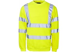 LIZZIE JACOBS Hi-Viz Fleece-Pullover mit Rundhalsausschnitt, hohe Sichtbarkeit, Sicherheit, Arbeit, super weich, warm, kuschelig, Fleece-Oberteile