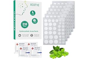 ACOTYE Anti Pickel Patch 210PCS Hydrocolloid Acne Pimple Patch mit Teebaumöl, Salicylsäure und Niacinamide, Tag-und Nacht, vier Größen 8 mm, 10 mm, 12 mm, 14 mm