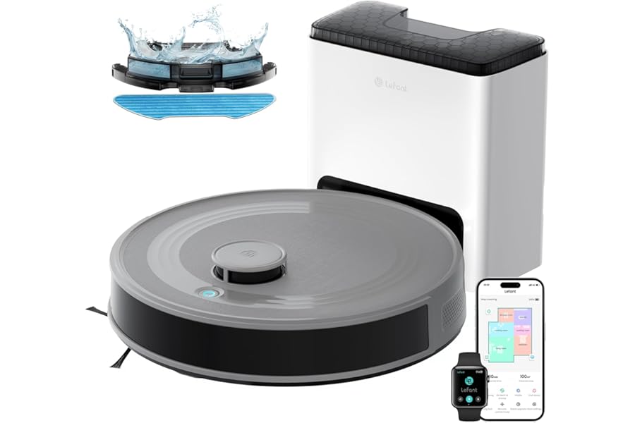 Lefant M2S Plus Robot Vacuum Cleaner with Mapping, 10000Pa, 240 Minutes, Laser Navigation dToF, PSD Obstacle Avoidance, APP/Alexa Control, Personalized Cleaning, Grey