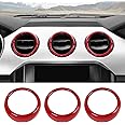 RT-TCZ Center Console Air Conditioner Outlet Vent Trim Cover Ring Interior Accessories for Ford Mustang 2015-2022,3PCS (Red)