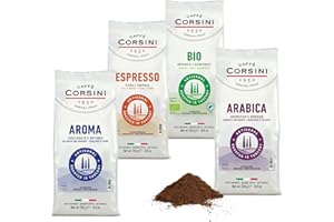 CAFFÈ CORSINI 1950 Caffè Corsini - Set de Café Molido Degustación Nueva Gama, Aromático, Espresso, 4x250g Total Set 1Kg