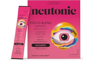 Neutonic Nootropic Focus Blend Powder | Wild Berry 16 Sticks | Caffeine Free, Zero Sugar | Support Energy, Mental Performance, Cognitive Function | Support Focus, Fatigue Reduction, Brain Health