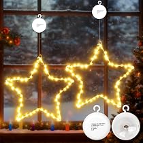 2er-Set LED-Sterne Weihnachtsdeko Für Fenster – Warmweiß, 3 Modi, Timer & Saugnäpfe (Innenbereich)