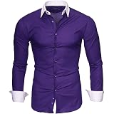Kayhan Originale Uomo Camicia Slim Fit Facile Stiro Cotone Maniche Lungo S  M L XL XXL 2XL - 6XL Modello Twoface : Amazon.it: Abbigliamento