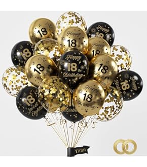 18. Geburtstag Banner Schwarz Gold - Riesen Stoffbanner 210x150 Cm