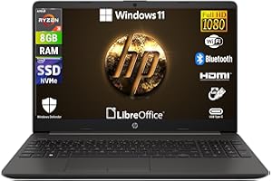 HP 255 G10, AMD Ryzen 3-7320u 4 Core 2.4 Ghz, Computer portatile Notebook Display 15.6" Full HD, Ram 8GB DDR4 256GB SSD, Windows 11 Pro, Pronto all'uso con Libre Office