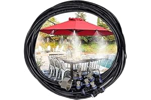 Tesmotor Brumisateur Exterieur, Système de Brumisation(8M) 9 Buse Jardin Brumisation Refroidissement Système d'arrosage Distribution Brumisateur pour Patio Jardin