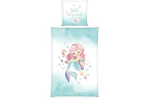 Herding Young Collection Bettwäsche-Set Meerjungfrau, Kopfkissenbezug 80 x 80 cm, Bettbezug 135 x 200 cm, Mit leichtläufigem Reißverschluss, Baumwolle