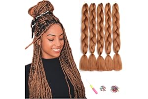 ShowJarlly Jumbo Treccia Capelli, Capelli Treccine Africane Extensions 5 Pezzi, 24 Pollice Sintetici Kanekalon Intrecciare I Capelli Estensioni Per Crochet Torsione Estensiones(Rosso marrone-30#)