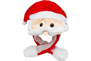 EMMEXX Parkers FUNNY NOVELTY MOVING MOUSTACHE JUMPING PLUSH XMAS CHRISTMAS SANTA HAT