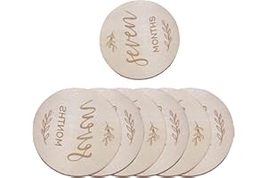 DAJING 7 Pcs Wooden Baby Milestone Cards | Double-Sided Monthly Signs | Hello World Baby Sign | Newborn Infants 0-12 Months | Growth Recording Gift Set