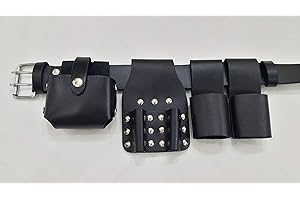 BBI LIMITED Scaffold Leather Tool Set Belt with Quality Ratchet Podger Spanner Hammer Tape Level Holder (Black)