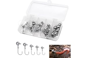 KMUQSHY 24 Piezas Anzuelos con Cabeza de Plomada, Anzuelos de Plomados Afilados para Cebo Suave, Pesca de Trucha, Lubina, Anzuelo de Plomo para Agua Salada y Dulce, Ideal para la Pesca en Mar, Lago, Río y Más