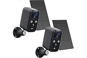 FOAOOD Cámara Vigilancia WiFi Exterior Solar,Camaras de Vigilancia sin Cables,Visión Nocturna en Color,Batería Incorporada,Detección Humana PIR, Audio Bidireccional,IP66(2 Paquetes-Negro)