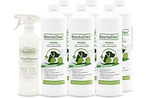 BactoDes - Désodorisant concentré animaux 6L avec vaporisateur mélangeur - Spray chat anti pipi puissant avec effet microbien bio - Anti odeur litiere chat - Anti odeur chien - Elimine les odeurs