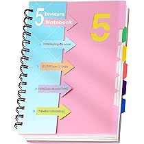 CAGIE Cuaderno A4 Con Pestañas, A Rayas, Encuadernación En Espiral
