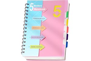 ‎CAGIE CAGIE A5 Notizbuch mit Register Liniert Spiralbindung 220 Blatt (110 Seiten) Klein Spirale Notizblock Block mit Register für Arbeit Office Schule College Essentials, Rosa, 15x 21 cm