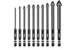 flintronic Punte Trapano Gres Porcellanato, 10 pezzi(3/4/5/6/6/6/8/10/12 mm) Punta da Trapano per Piastrelle, per Piastrelle di Ceramica, Mattoni, Plastica, Cemento, Legno, Vetro