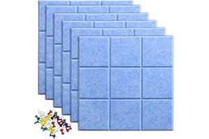 Uoisaiko Bacheca in Sughero Autoadesiva 30x30 cm, 6 Pezzi Lavagna di Sughero in Feltro, Bacheca da Parete con 30 Puntine per Ufficio, Casa