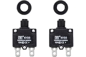 Greluma 2 pièces disjoncteur thermique 10A, protection contre les surcharges thermiques 125-250V AC 50V DC, 10A bouton poussoir disjoncteur à réinitialisation manuelle