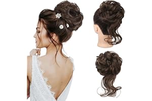 REECHO Messy Bun Hair Piece, Tousled Updo Elastic Hair Bun Hair Piece for Women Synthetic Messy Hair Bun Donut Accessories Scrunchies - Chestnut Brown