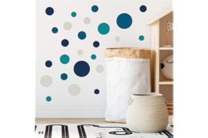 yabaduu - 100 pois adesivi da parete, per cameretta dei bambini, autoadesivi, per ragazzi e ragazze, decorazione, pellicola adesiva, pastello (Y035-10 petrolio)