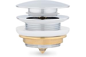 Navaris Tappo Lavandino Bagno Universale Pop Up - Saltarello Bidet Vasca - Valvola di Scarico WC Piatto Doccia - Piletta Click Clack Vasca - Cromato