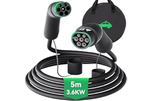 Type 2 EV Charging Cable 3.6kW 16A - MCEVKELN Electric Vehicle Car Charger Type 2 to Type 2| Single Phase | 250V | IP54 | 5m TPU EV Cable Compatible with All IEC62196-2 EVs