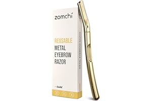 ZOMCHI Dermaplaning Tool for Face, Eyebrow Shaper for Women and Men, Precision Silicone Cover, Reusable Metal Handle - Matte Gold